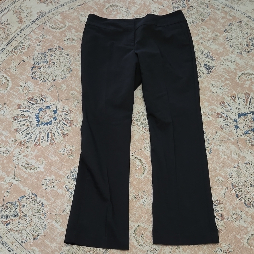 Ann Taylor Signature Classic Black Pants Straight Leg Zip closure Stretch 10 EUC